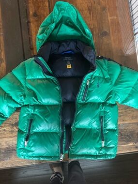 Polo by Ralph Lauren Kid's Bright Green Hooded Puffer Jacket